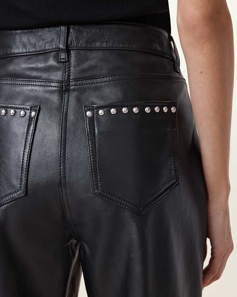 Saige Straight Leg Leather Trousers