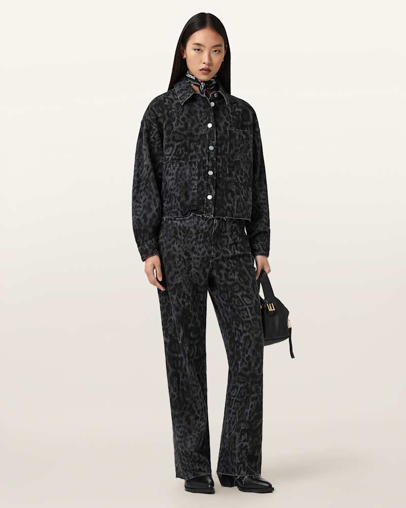 Blake Wide Leg Leopard Print Jeans