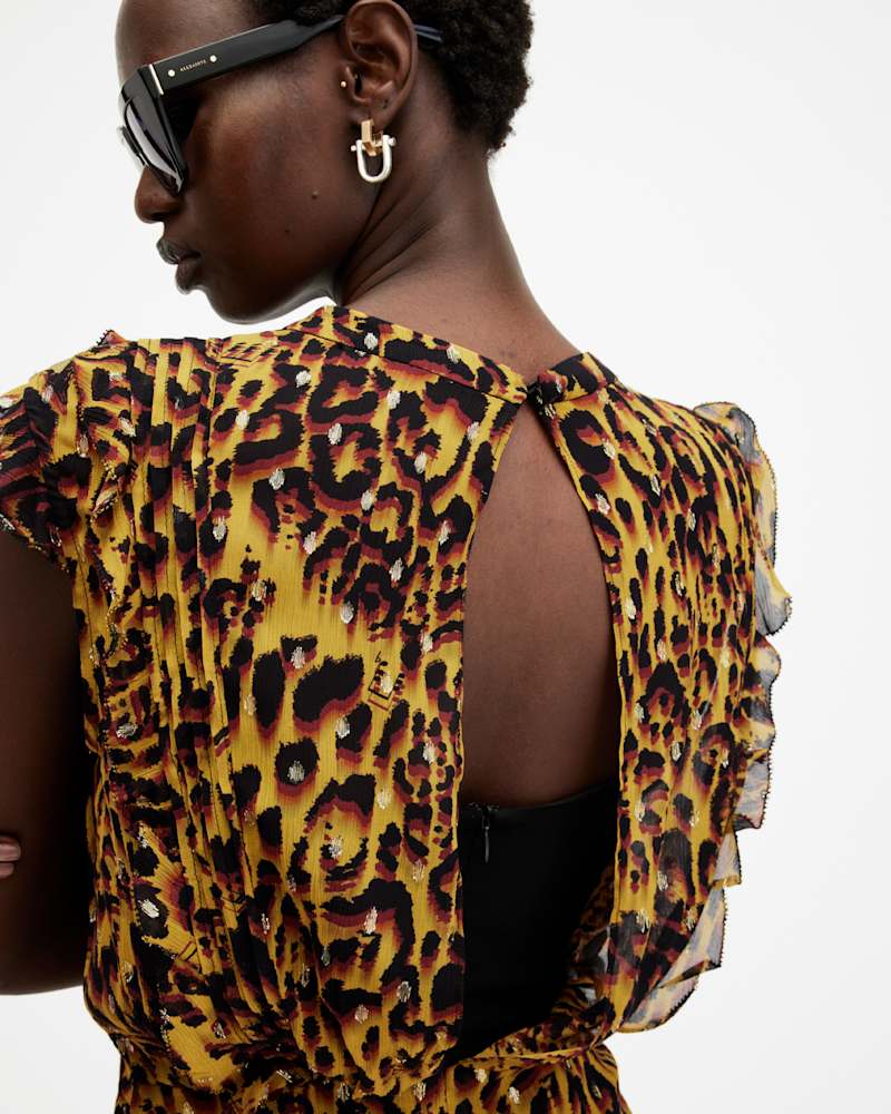 Hali Animal Print Ruffle Mini Dress