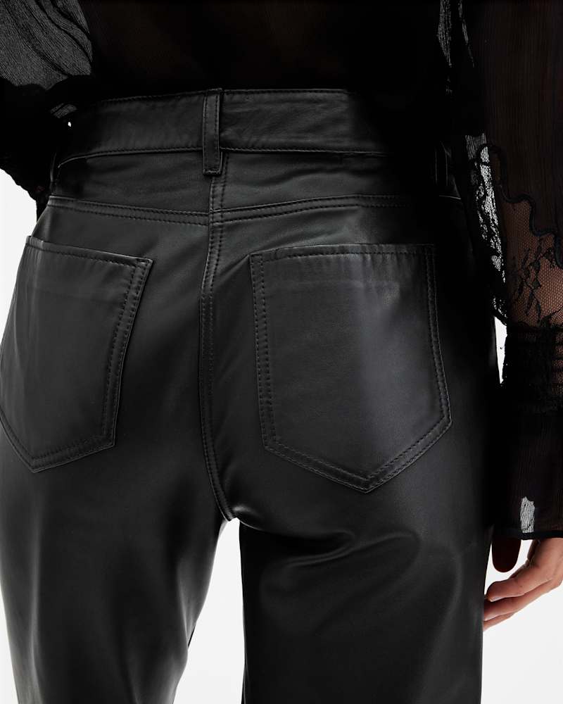 Saige Straight Fit Leather Trousers