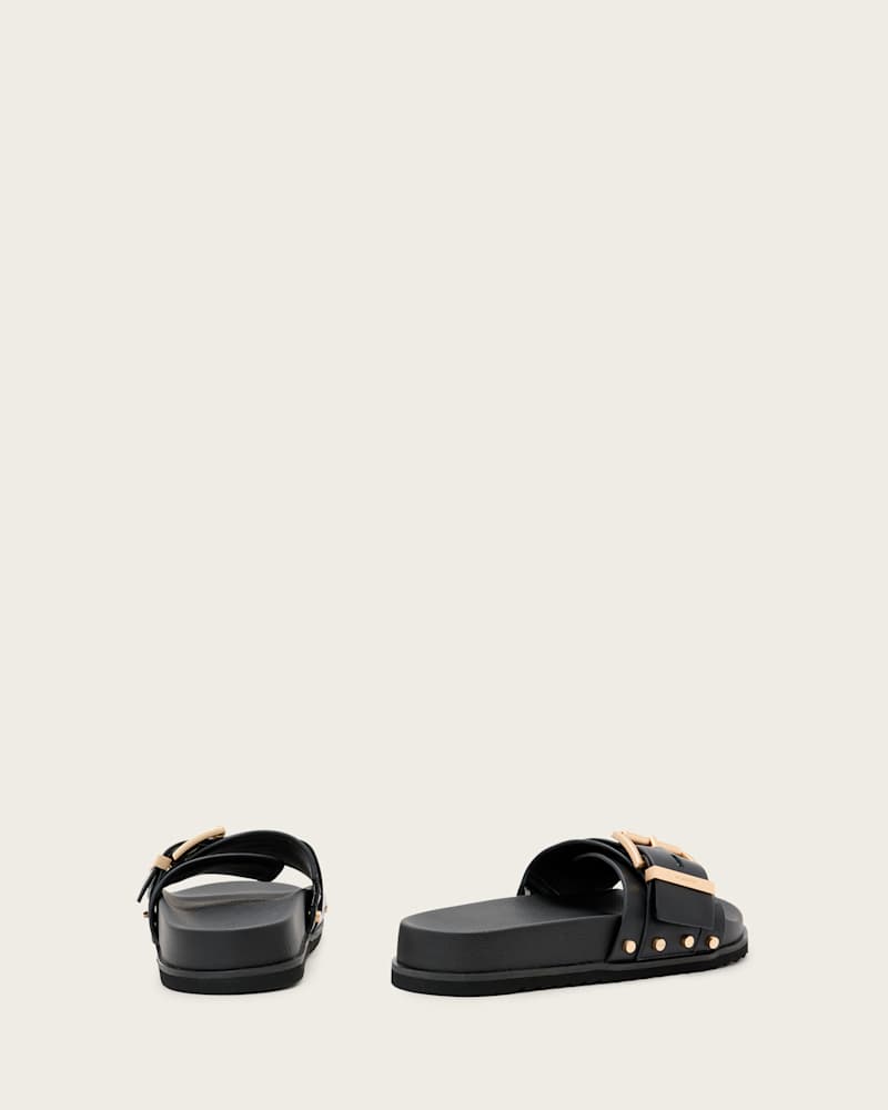 Ellie Studded Buckle Leather Sliders