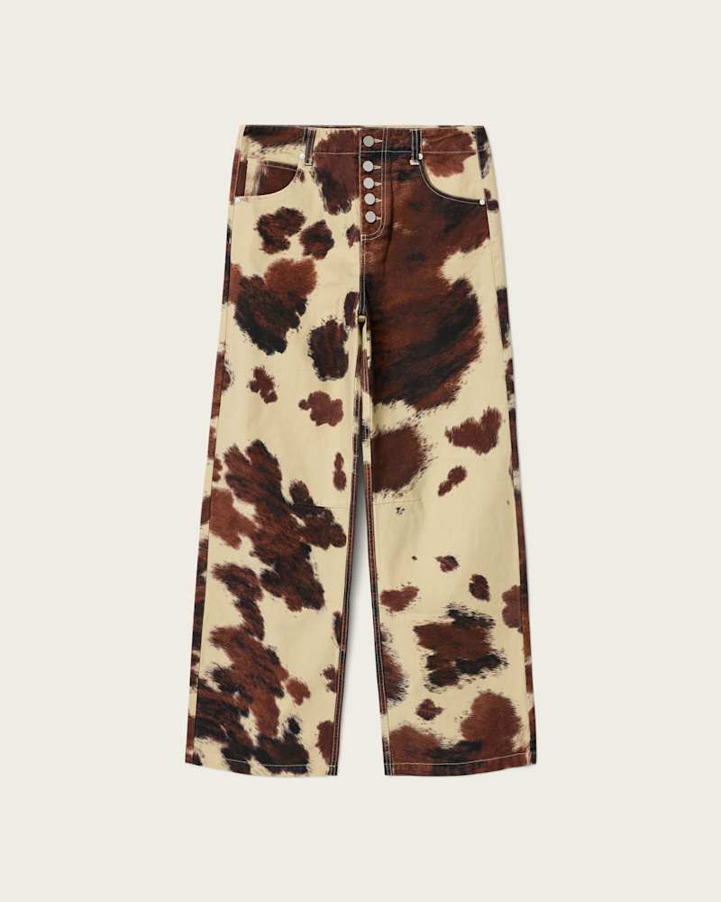 Taya Cow Print Denim Jeans