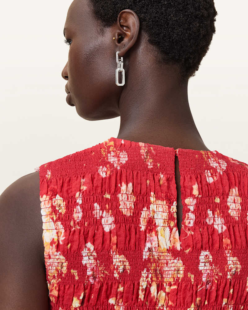 Nysa Floral Print Ruffled Tank Top