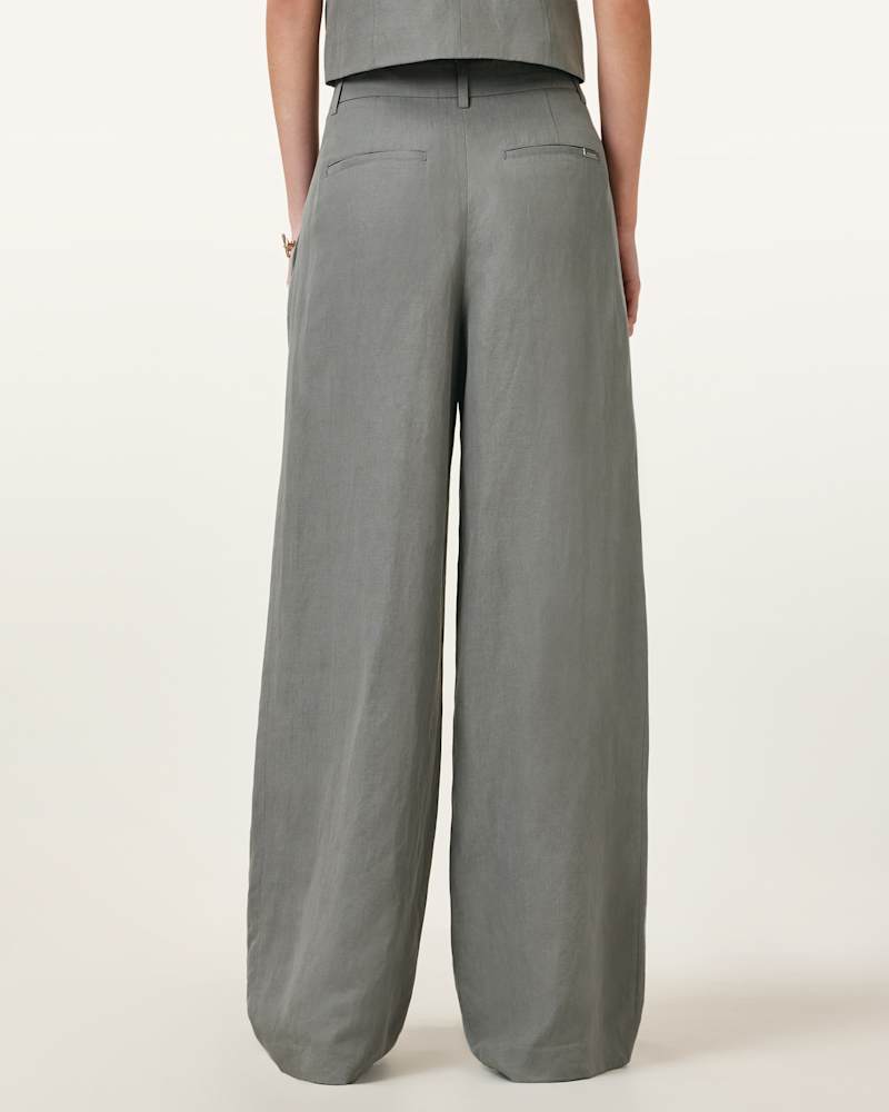 Averie Tencel Wide Leg Linen Blend Trousers