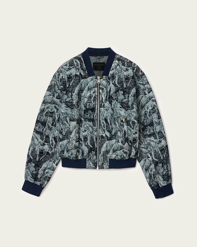Kaytra Printed Denim Bomber