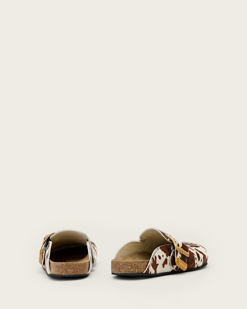 Staffa Cow Print Leather Mules