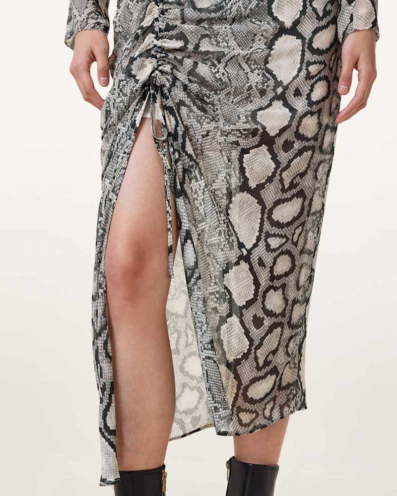 Rizo Snake Print Silk Blend Midi Dress