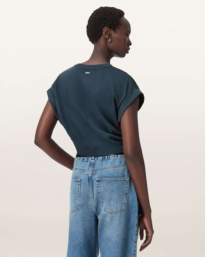 Mira Cropped Satin Drawcord T-Shirt