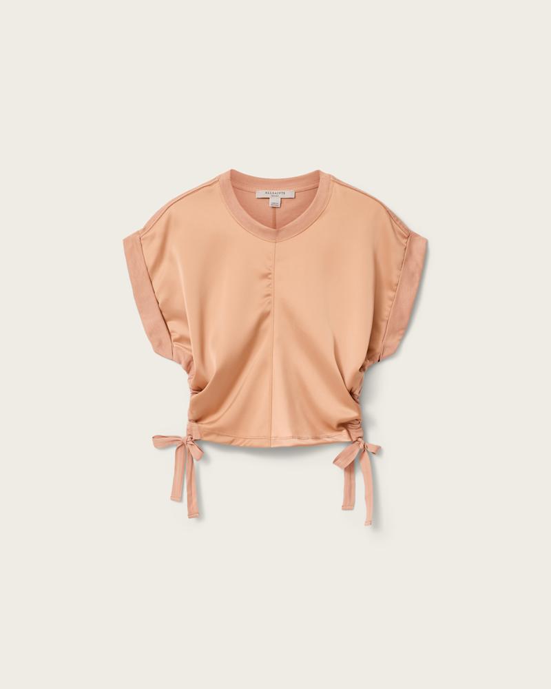 Mira Cropped Satin Drawcord T-Shirt