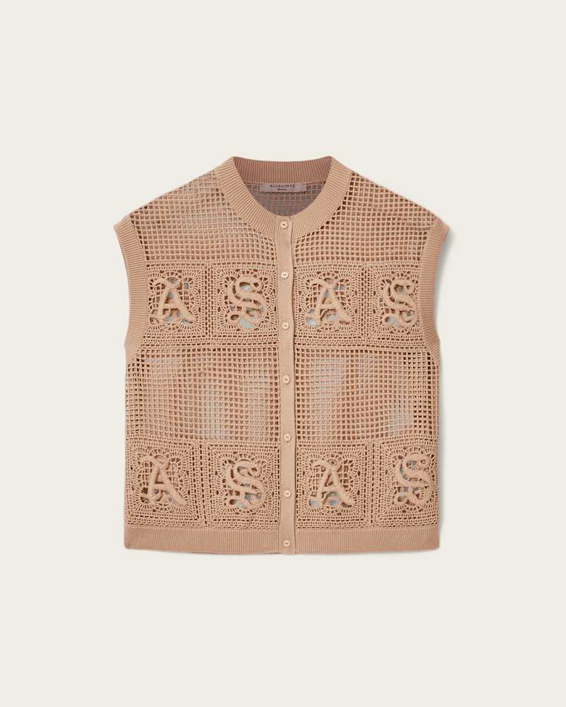 Kyra Open Knit Crochet Cotton Waistcoat