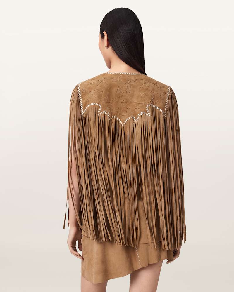 Carter Whipstitch Suede Tassel Gilet