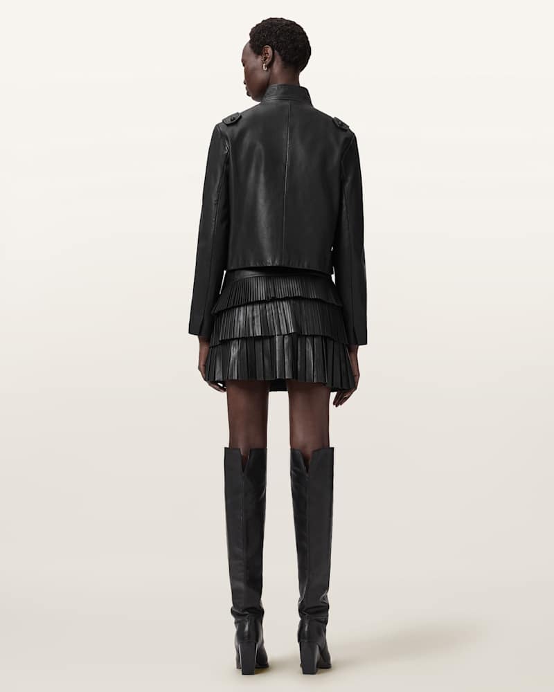 Nara Leather Pleated Mini Skirt