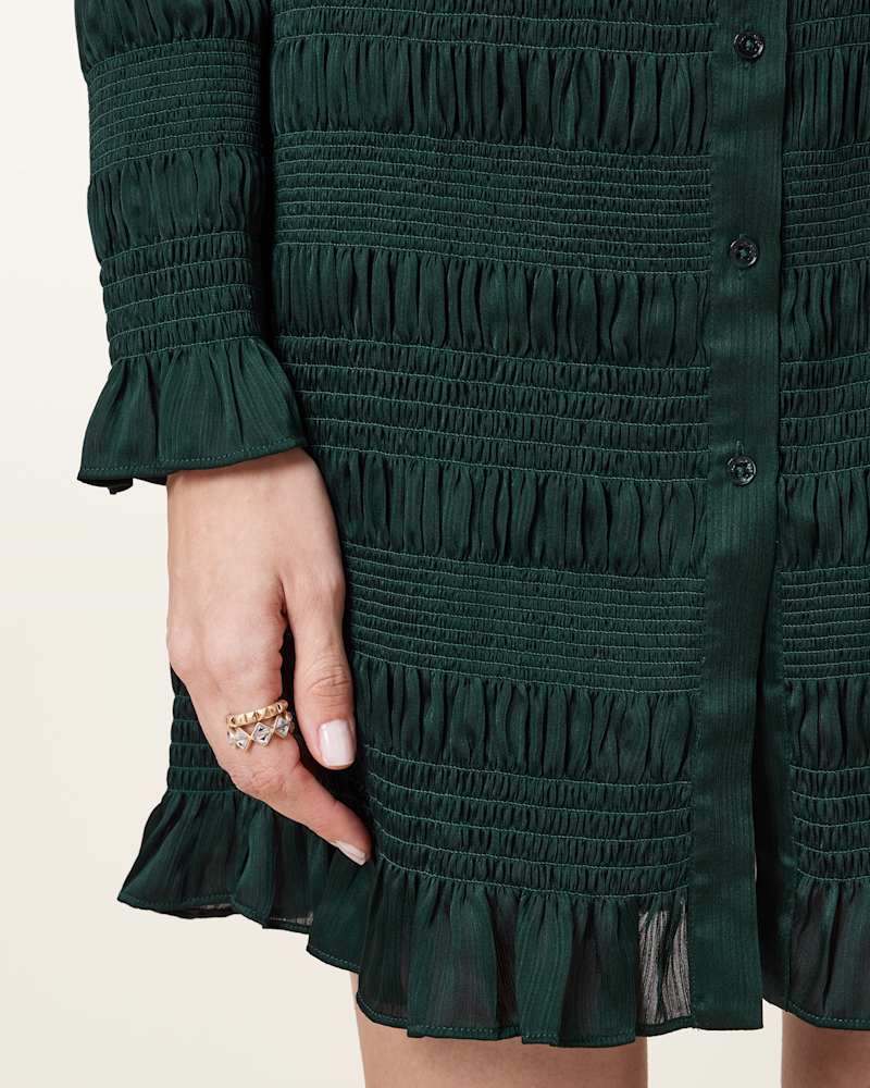 Meg Shirred Mini Shirt Dress