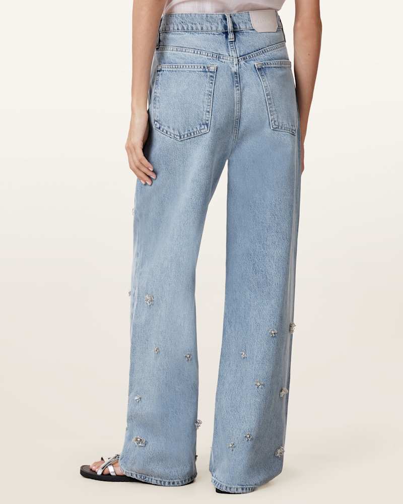 Blake Embellished Wide Leg Denim Jeans