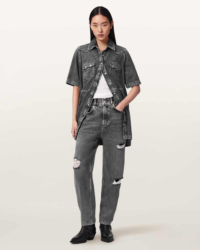 Daisy Tapered Leg Distressed Denim Jeans