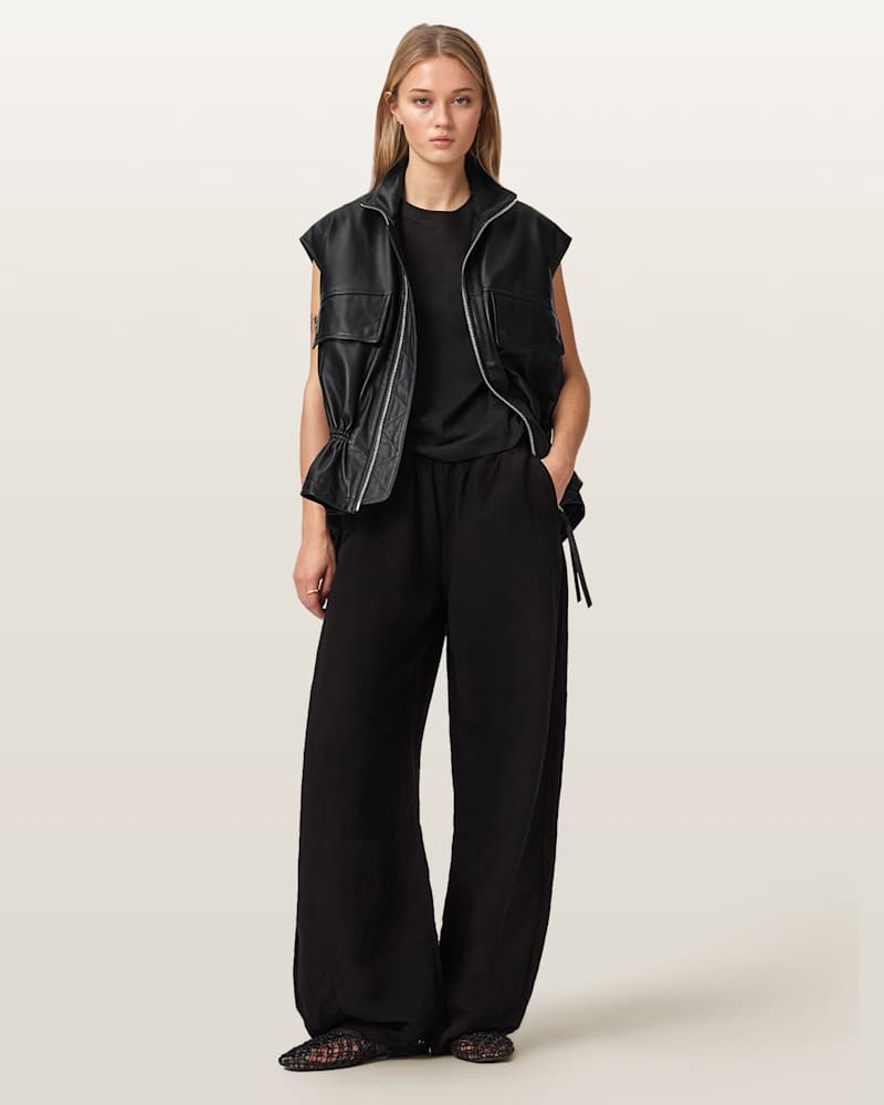 Flor Relaxed Fit Leather Gilet
