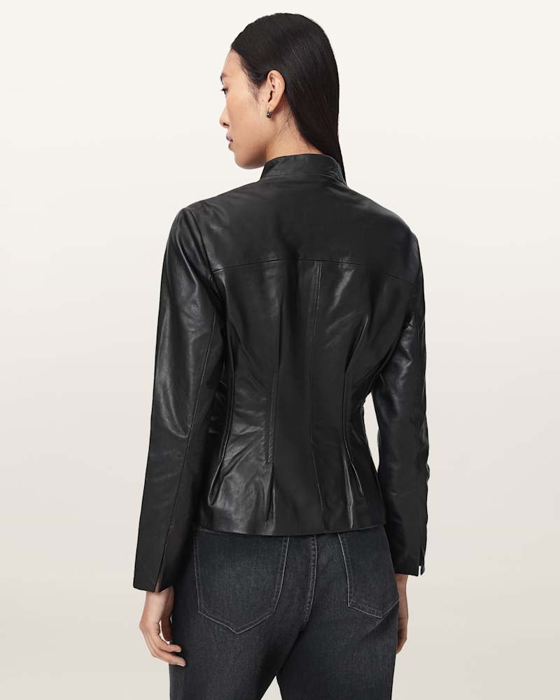 Clo Pleated Leather Jacket
