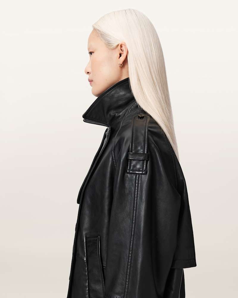 Reya Cropped Leather Mac