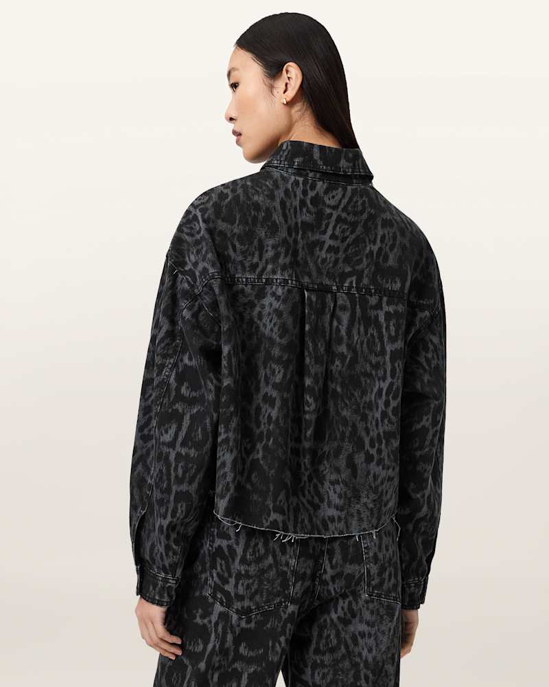 Nicky Denim Leopard Print Shacket
