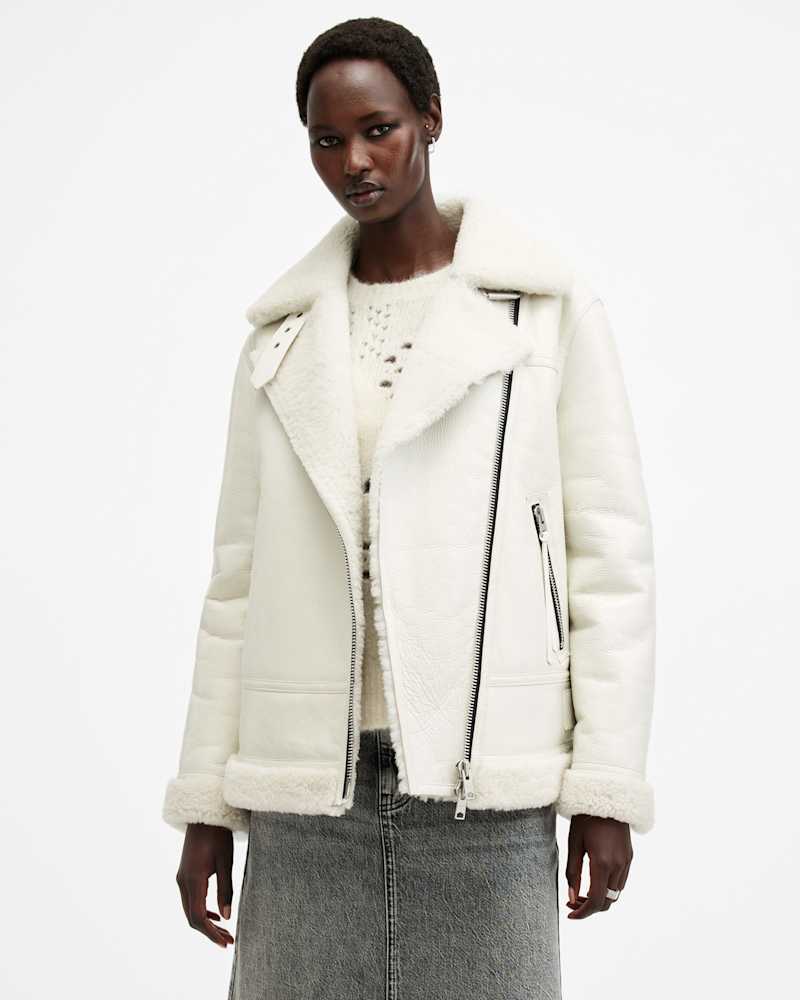 Sola Oversized Shearling Biker Jacket