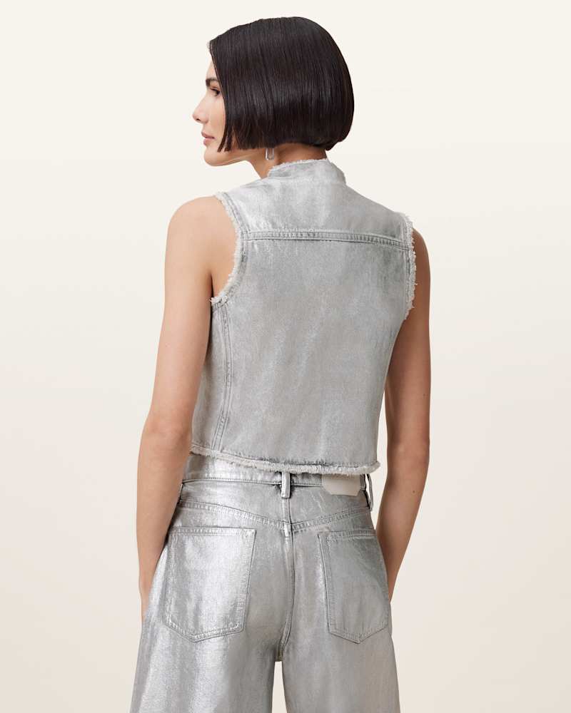 Andrea Metallic Silver Waistcoat