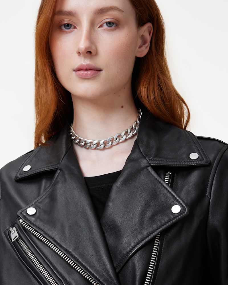 Billie Pearl Embellished Leather Biker Jacket