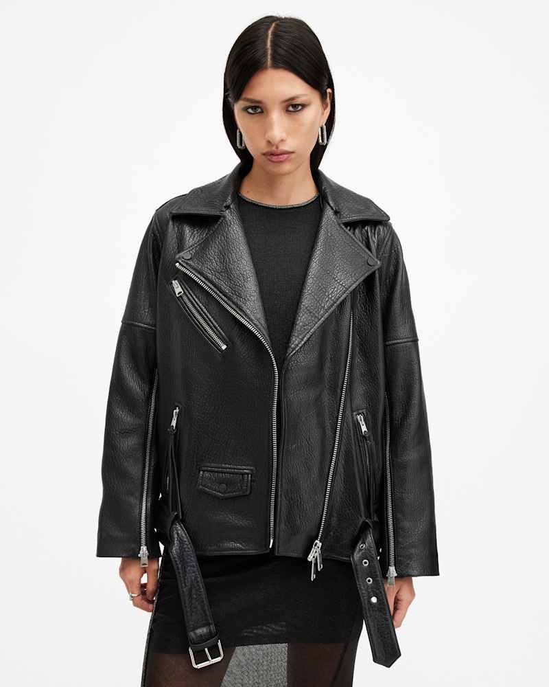 Vendra Relaxed Fit Leather Biker Jacket