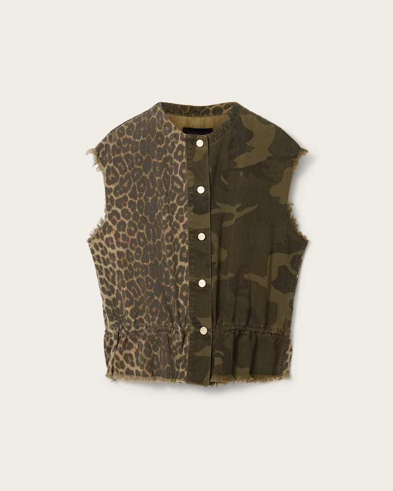 Sofi Camo Leopard Print Waistcoat