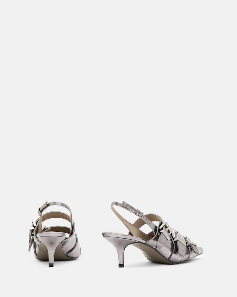 Grace Leather Chain Slingback Heels
