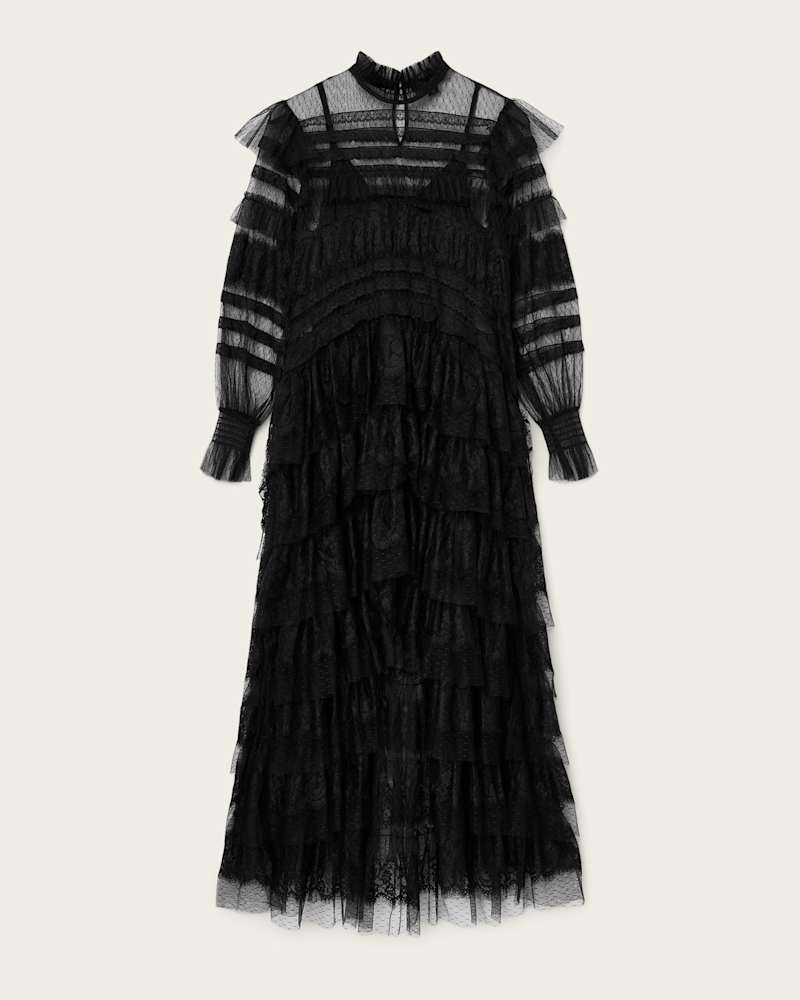 Cavarly Tiered Lace Maxi Dress