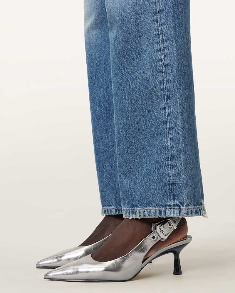 Idiya Metallic Leather Slingback Heels