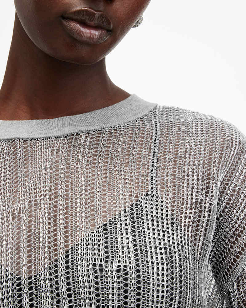Giana Long Sleeve Open Knit Sweatshirt
