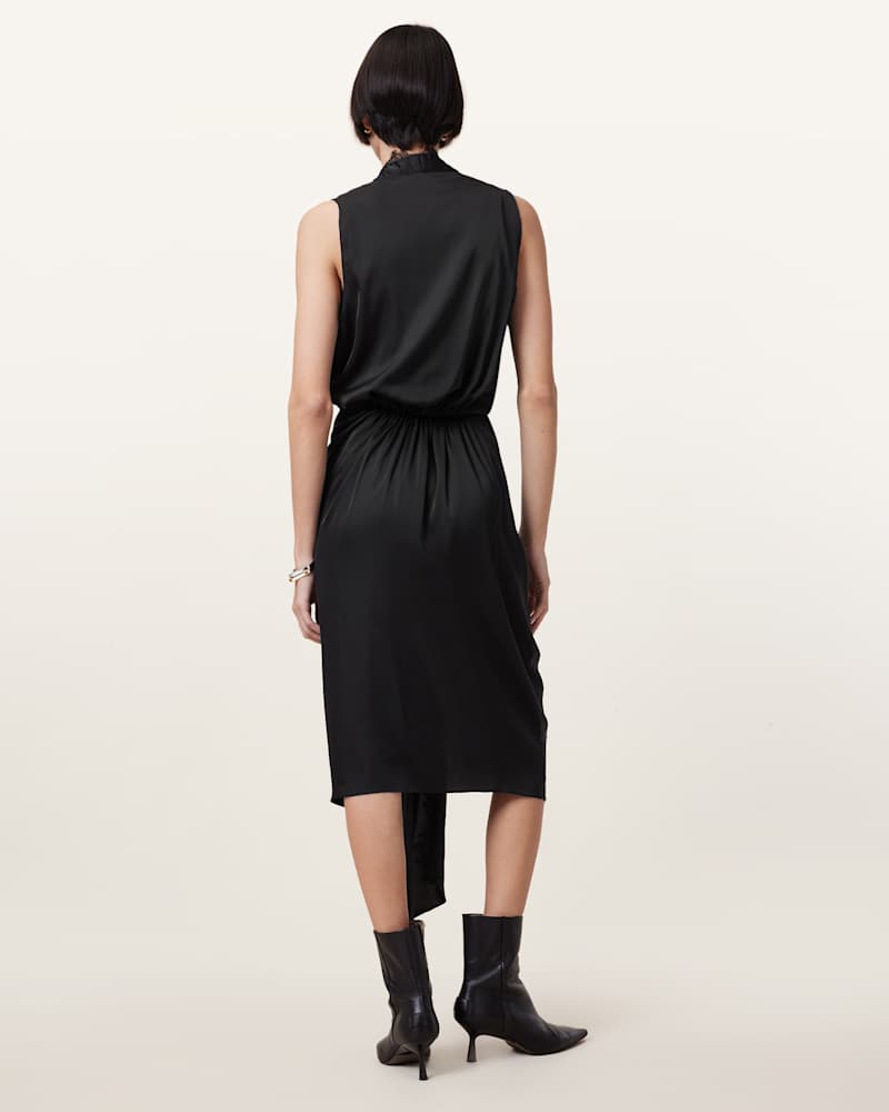Abi Lace Trim Draped Midi Dress