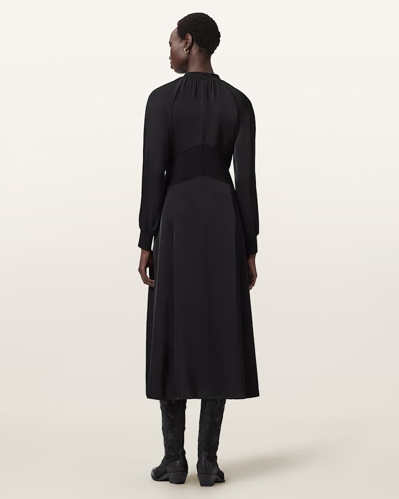 Roya Ribbed Trim Midi Dress