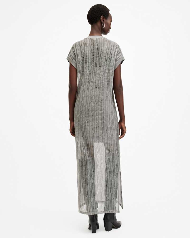 Giana Metallic Open Stitch Midi Dress
