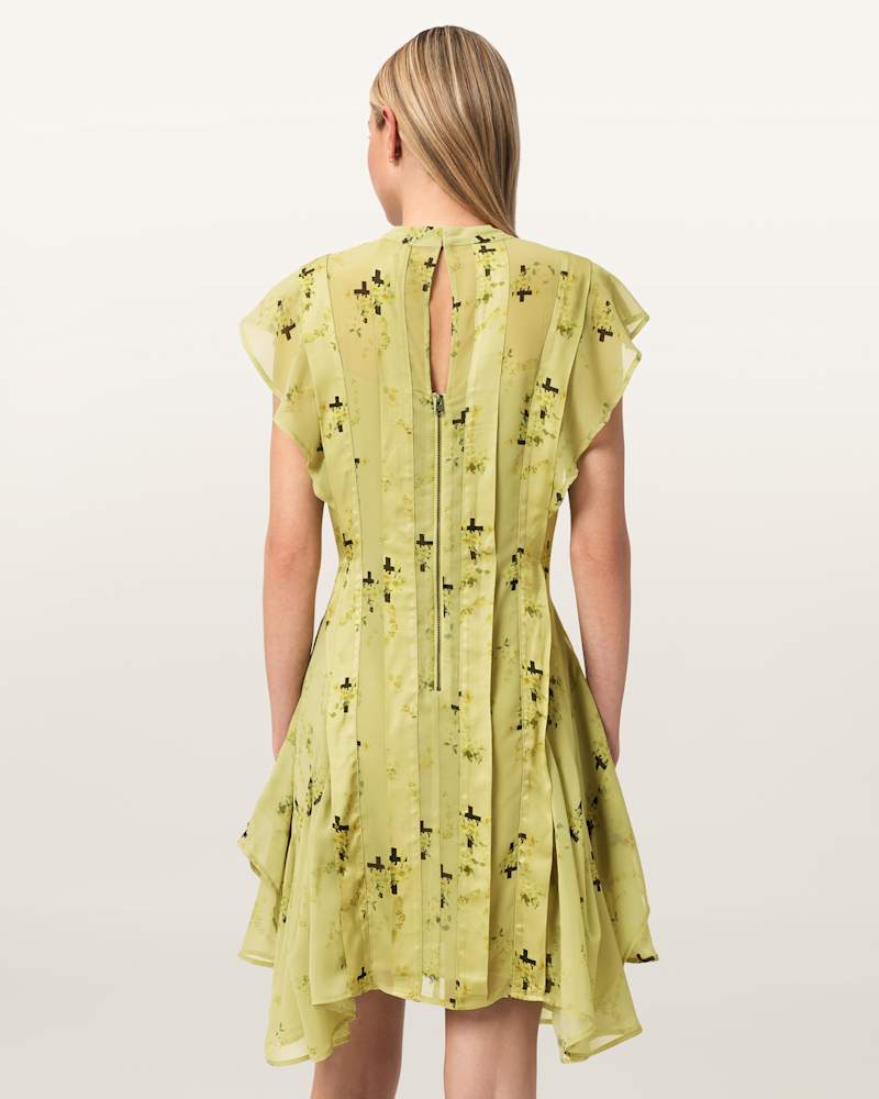 Fleur Printed Asymmetric Mini Dress 