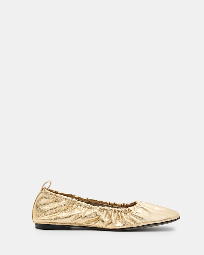 Alia Metallic Leather Ribbon Ballet Pumps