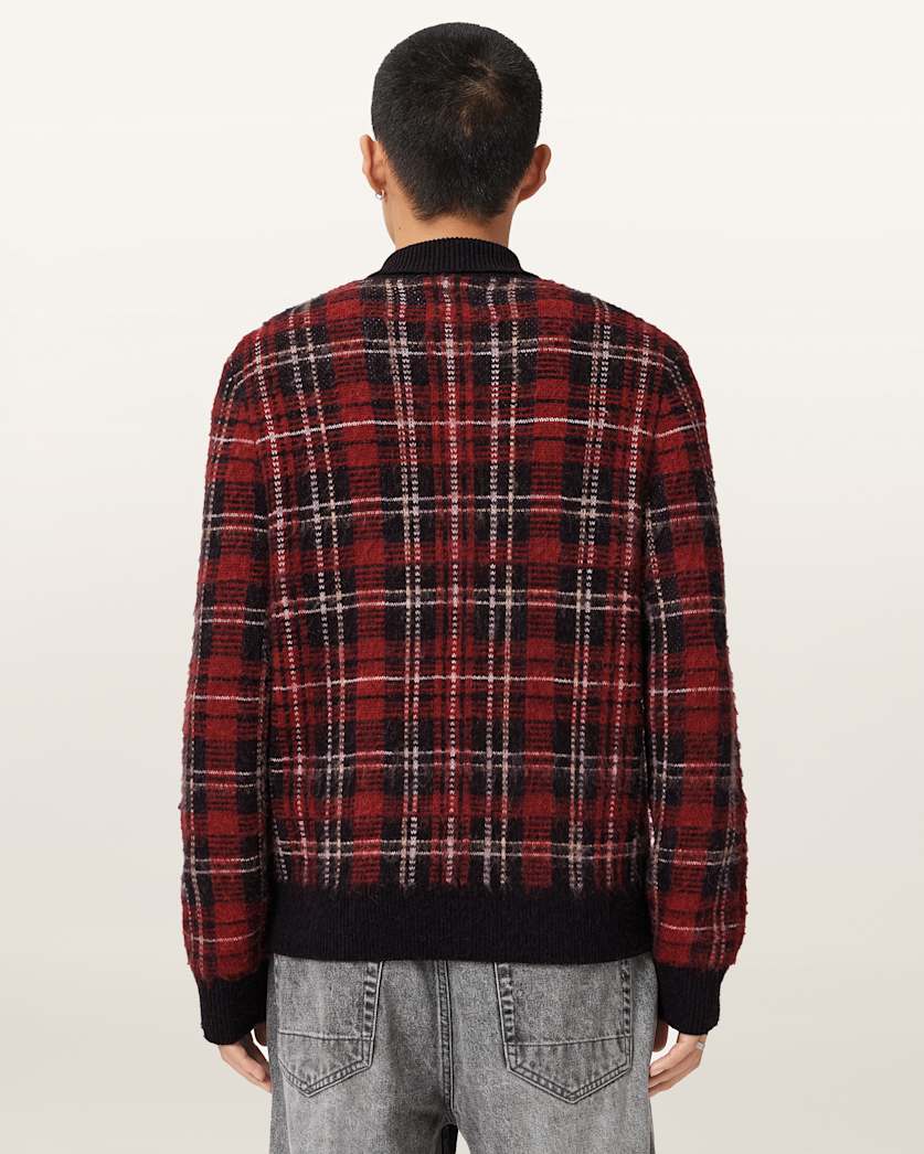 Nettle Jacquard Plaid Cardigan