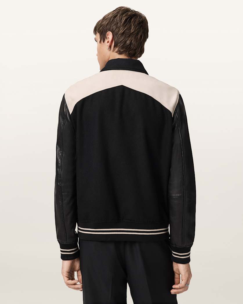 Endleton Contrast Leather Bomber Jacket