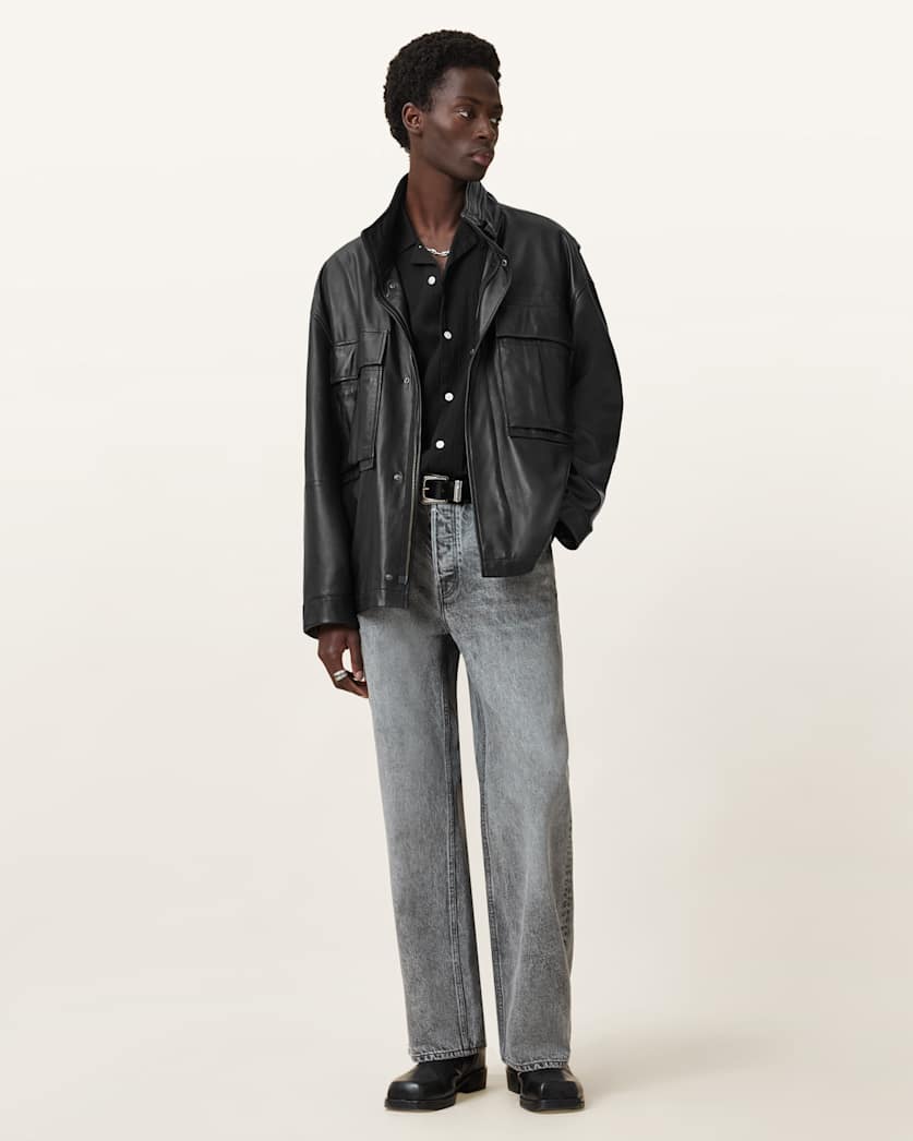 Halton Funnel Collar Leather Jacket