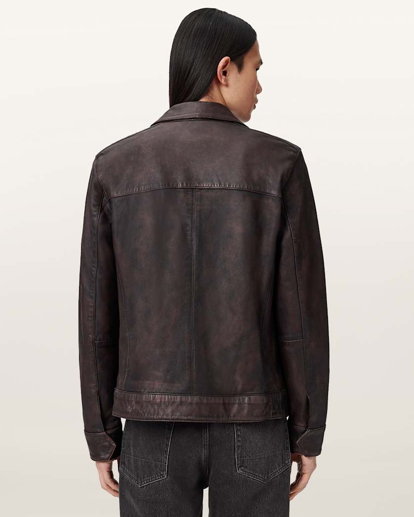 Alkan Zip Up Two Tone Leather Jacket