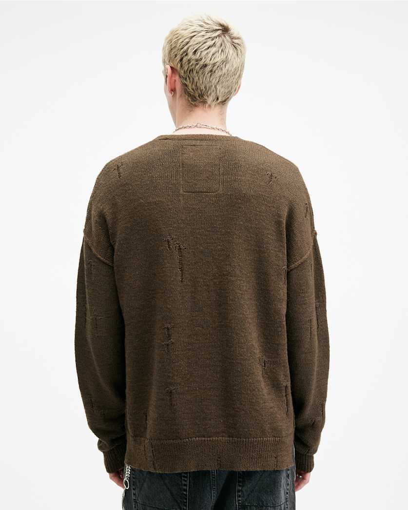 Ektarr Crew Neck Distressed Jumper