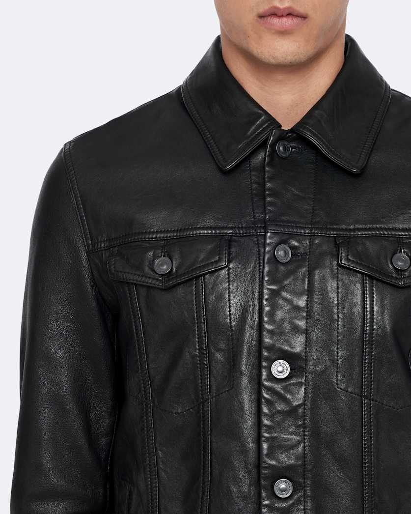 Leather trucker jacket