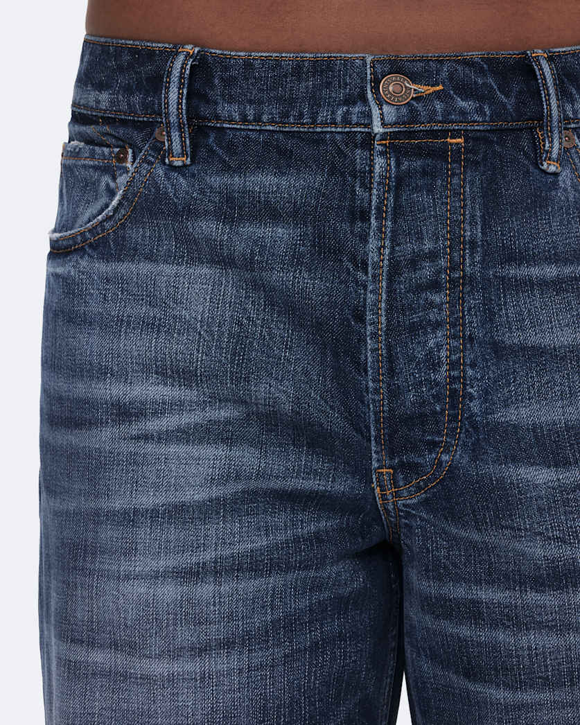 Destroy Mid Indigo Loose Straight-Leg Jeans