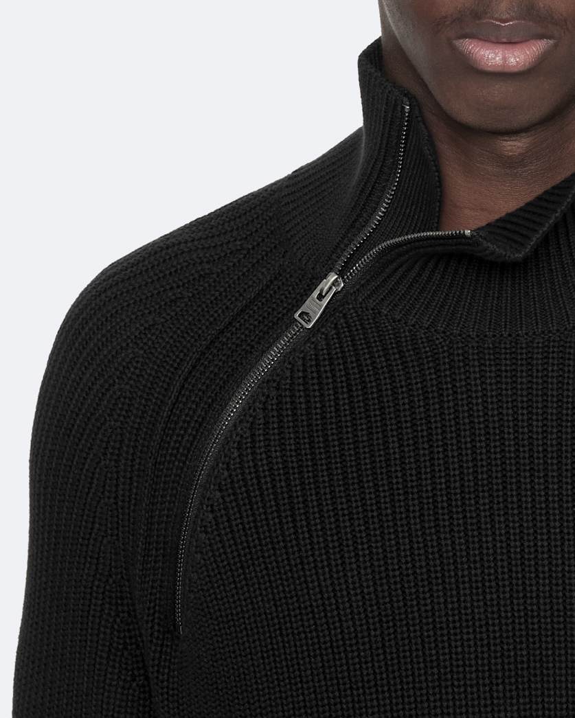 Zipped funnel-neck jumper