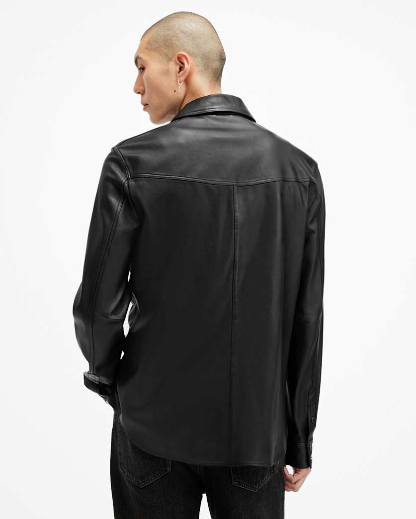 Draven Metal Tip Collar Leather Shirt