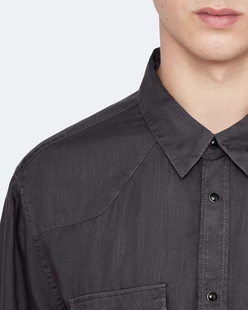 Regular-fit yoked tencel shirt