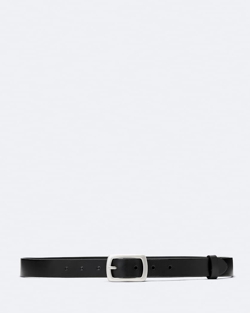 Everett Skinny Leather Bar-Buckle Belt