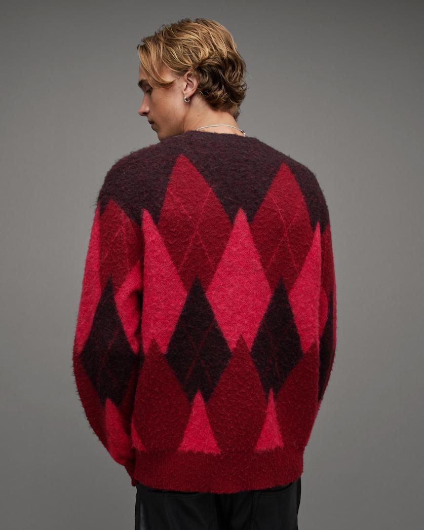 Harley Brushed Argyle Crew Neck Jumper