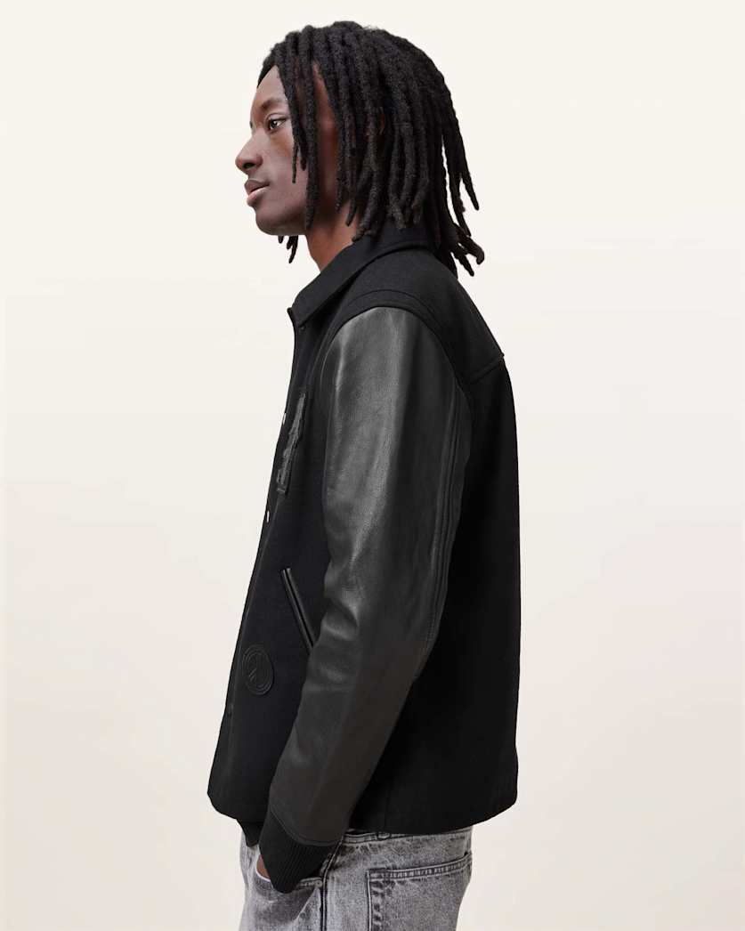 Warrenton Leather Sleeve Bomber Jacket
